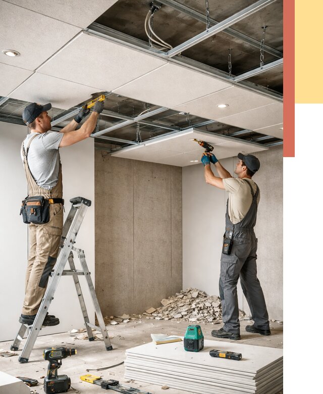 Монтаж акустического потолка в Первоуральске от 6690 руб/м2 — быстро и недорого | ОТДЕЛОЧНИК-Прв