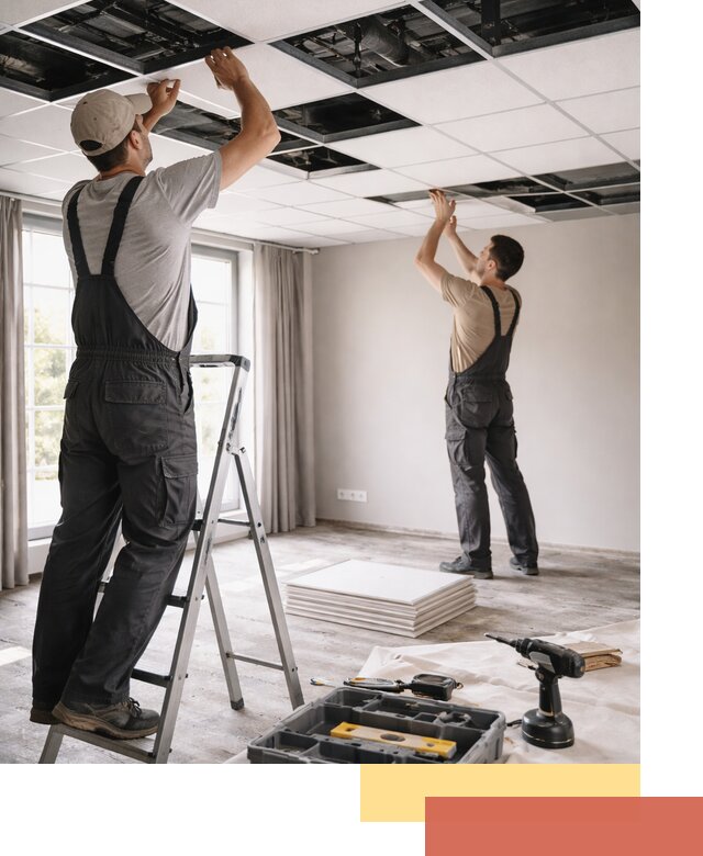 Замена плит подвесного потолка в Первоуральске быстро и качественно