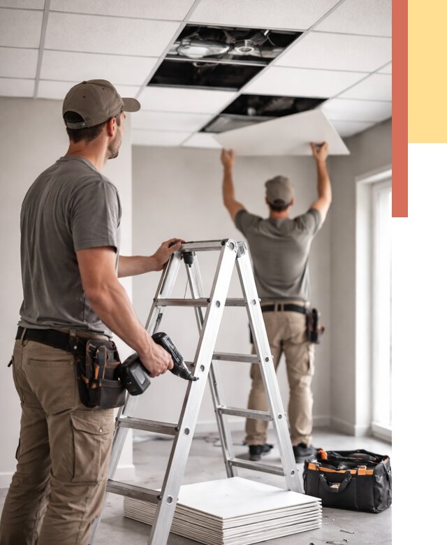 Обслуживание подвесного потолка в Первоуральске от 3603 руб. — быстро и недорого | ОТДЕЛОЧНИК-Прв