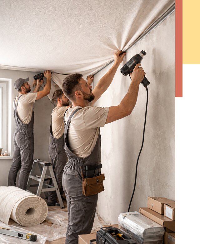 Монтаж фактурного натяжного потолка в Первоуральске от 772 руб. — ОТДЕЛОЧНИК-Прв