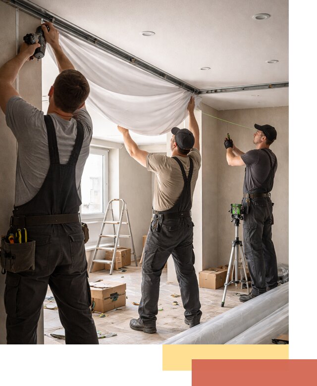 Монтаж парящего натяжного потолка под ключ в Первоуральске