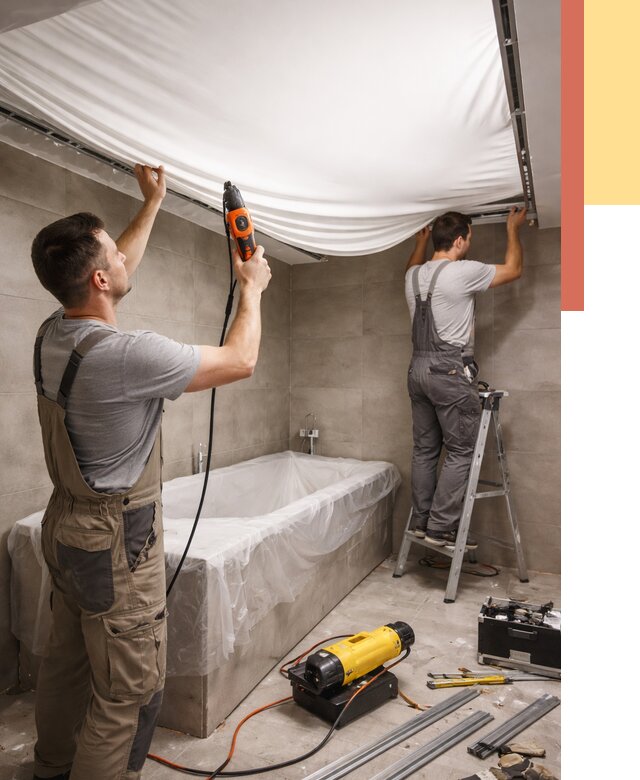 Монтаж натяжного потолка в ванной в Первоуральске от 1235 руб. под ключ | ОТДЕЛОЧНИК-Прв