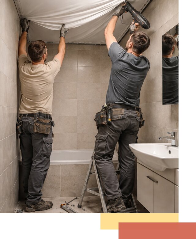 Монтаж натяжного потолка в ванной в Первоуральске быстро и качественно