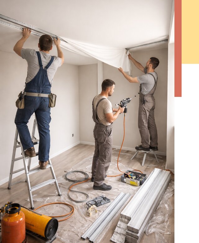 Монтаж натяжного потолка в студии в Первоуральске от 5661 руб. — быстро и недорого | ОТДЕЛОЧНИК-Прв