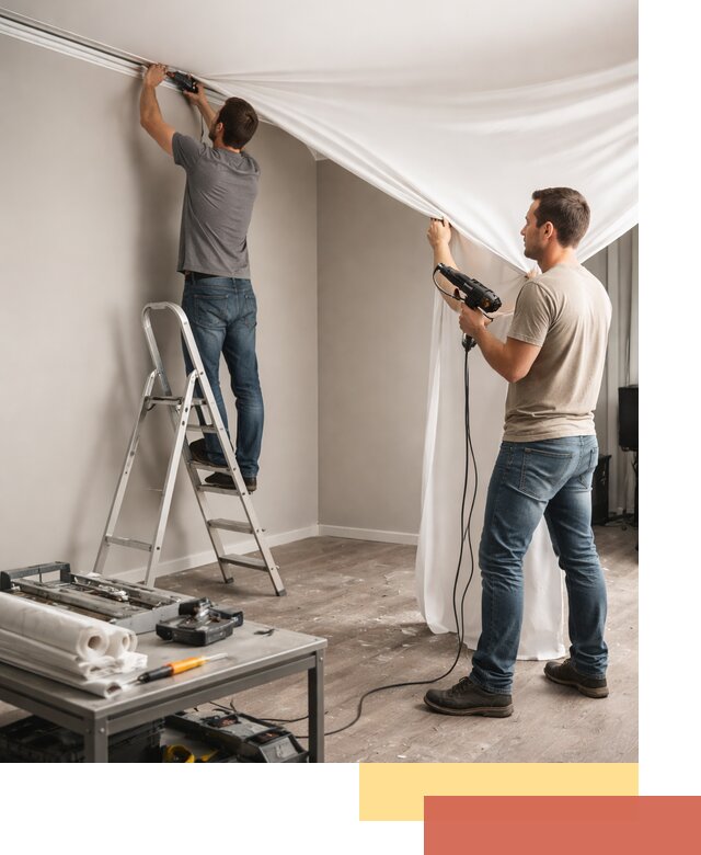 Монтаж натяжного потолка в студии в Первоуральске