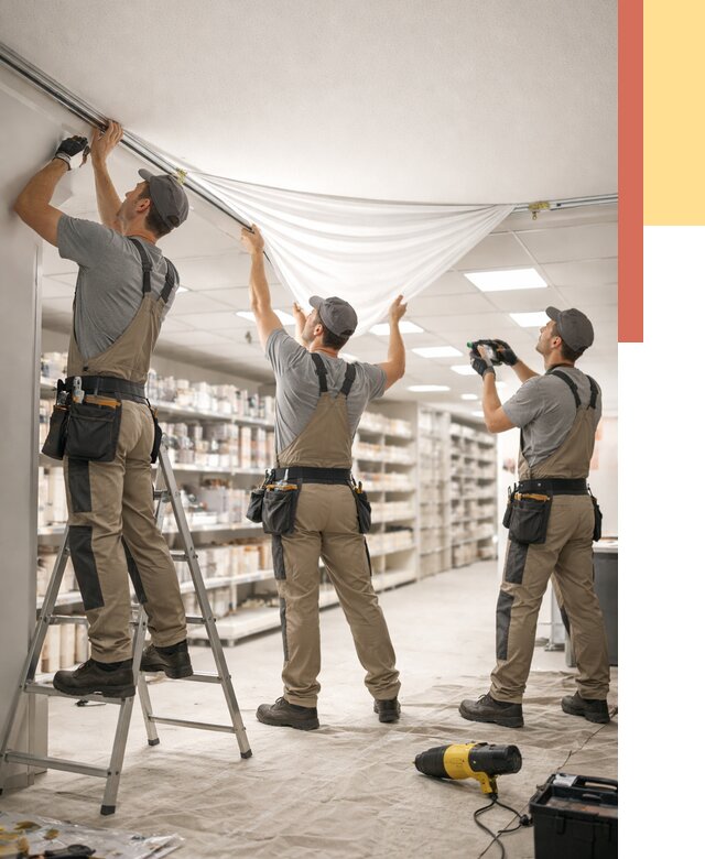 Монтаж натяжного потолка в магазине в Первоуральске от 4632 руб. быстро и недорого | ОТДЕЛОЧНИК-Прв