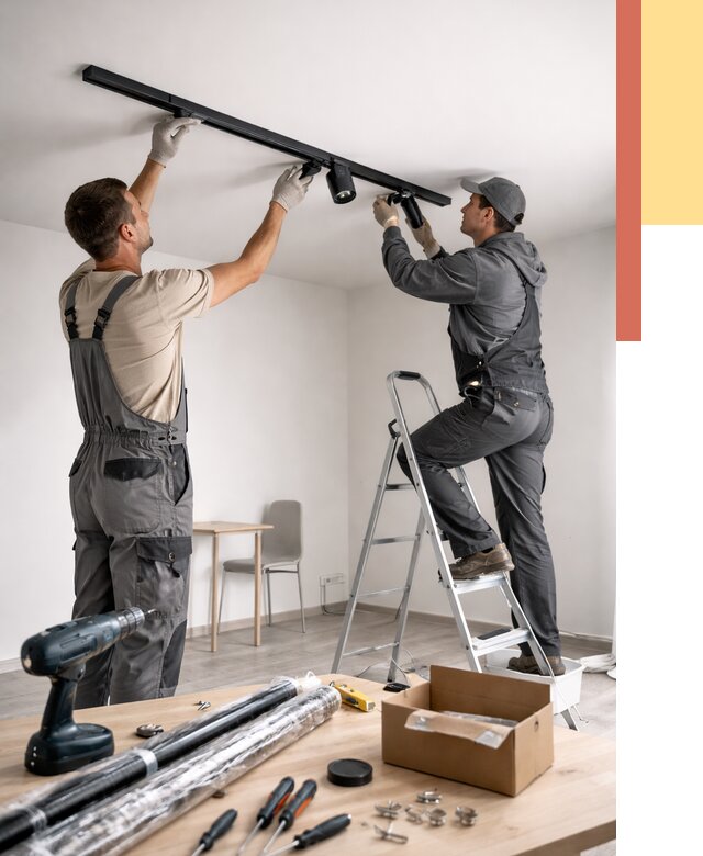 Установка трековых светильников в натяжной потолок в Первоуральске от 4323 руб. | ОТДЕЛОЧНИК-Прв