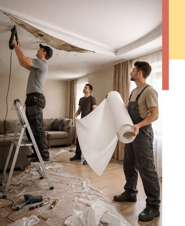 Замена полотна натяжного потолка в Первоуральске от 9778 руб. быстро и недорого | ОТДЕЛОЧНИК-Прв