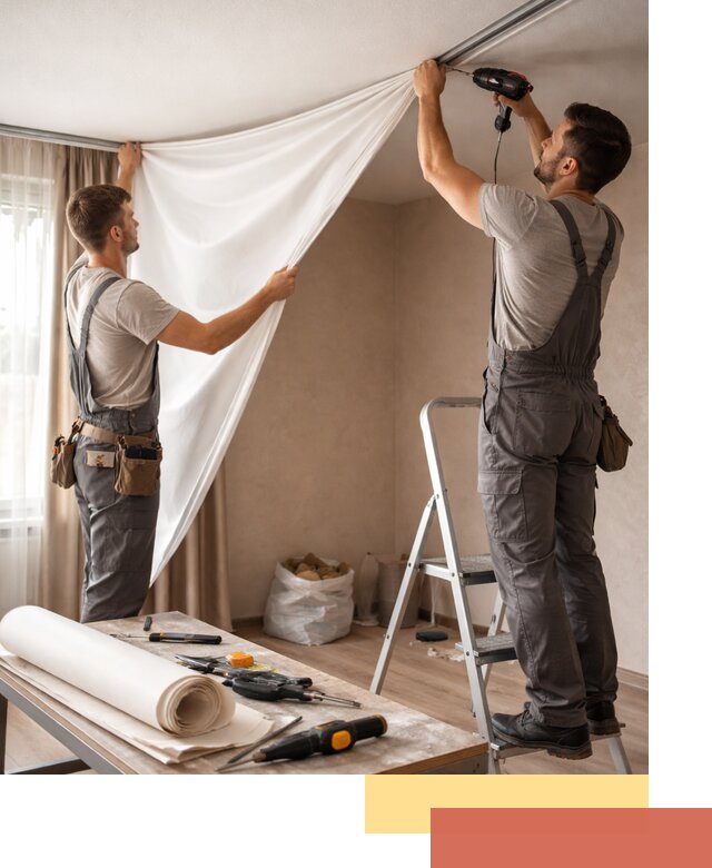 Замена полотна натяжного потолка в Первоуральске быстро и качественно