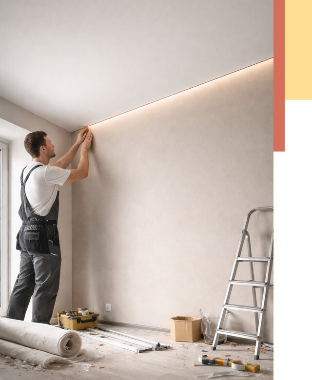 Теневые натяжные потолки в Первоуральске от 8440 руб. под ключ | ОТДЕЛОЧНИК-Прв