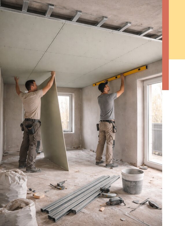 Одноуровневый потолок из гипсокартона в Первоуральске от 772 руб. — монтаж под ключ | ОТДЕЛОЧНИК-Прв