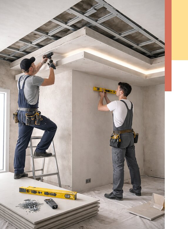 Двухуровневый потолок из гипсокартона в Первоуральске от 1492 руб. под ключ | ОТДЕЛОЧНИК-Прв