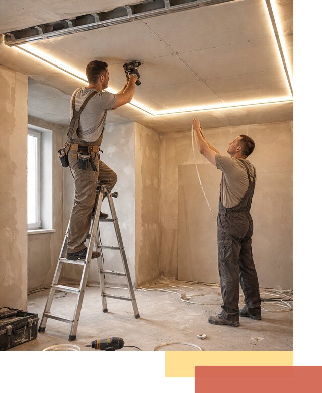 Потолок из гипсокартона с подсветкой в Первоуральске