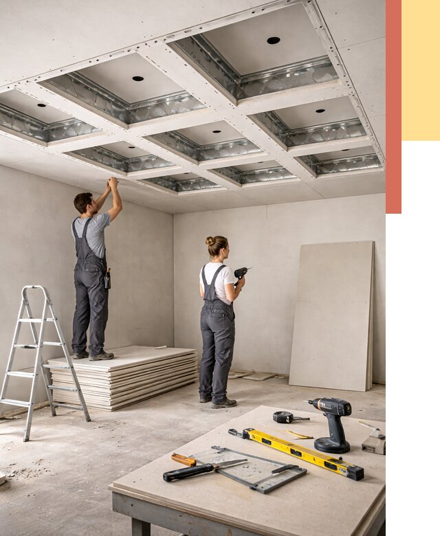 Кессонный потолок из гипсокартона в Первоуральске от 1904 руб. — монтаж и под ключ | ОТДЕЛОЧНИК-Прв