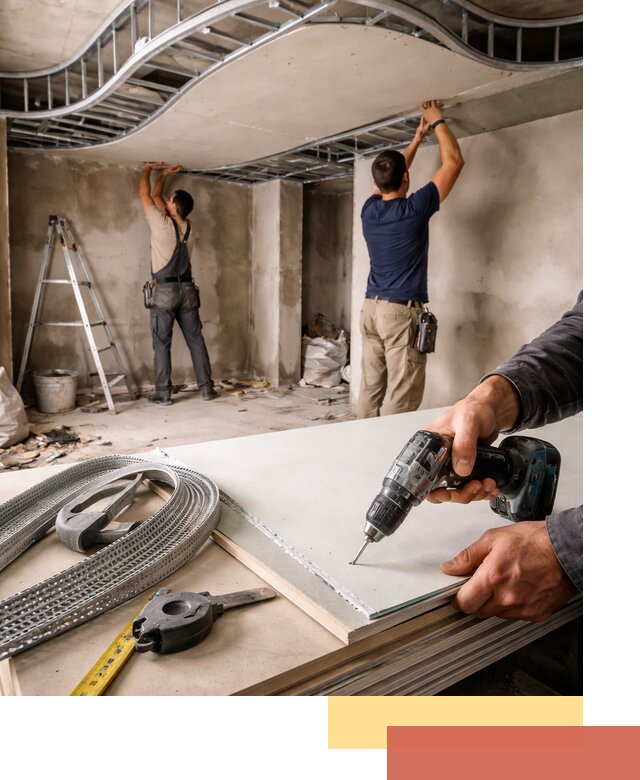 Криволинейный потолок из гипсокартона в Первоуральске — монтаж и отделка