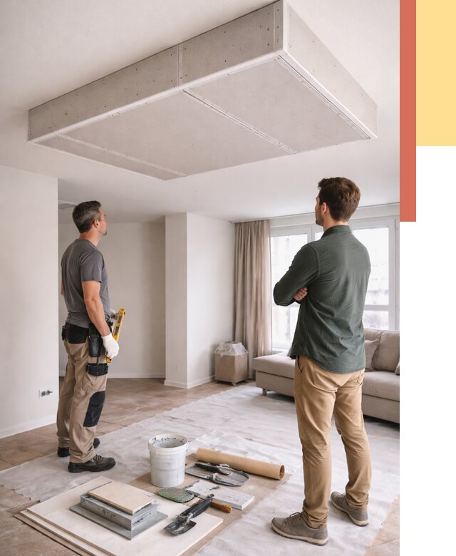 Короб на потолке из гипсокартона в Первоуральске от 2264 руб. — монтаж и услуги под ключ | ОТДЕЛОЧНИК-Прв