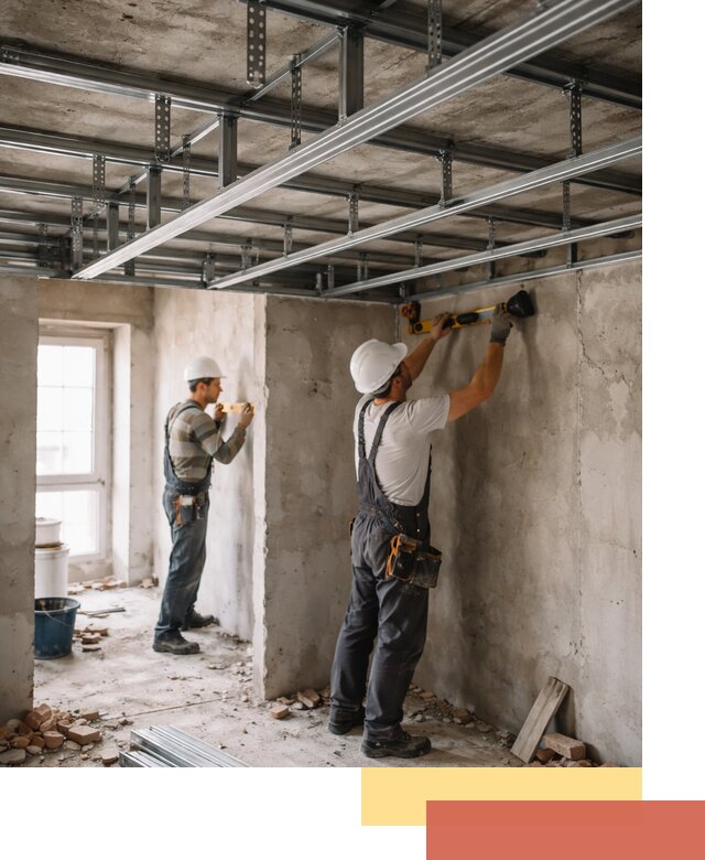 Монтаж каркаса потолка из профильного профиля в Первоуральске