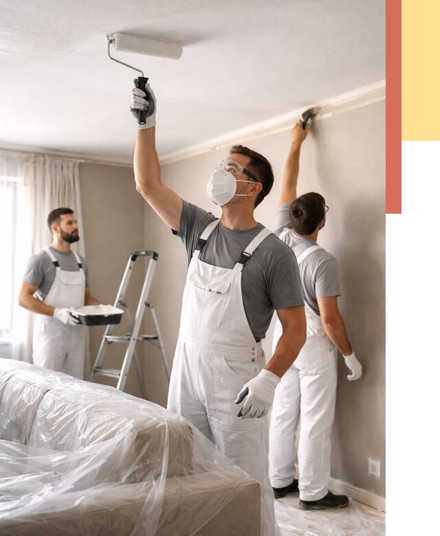 Покраска потолка водоэмельсионной краской в Первоуральске от 2264 руб/м² — услуги под ключ | ОТДЕЛОЧНИК-Прв