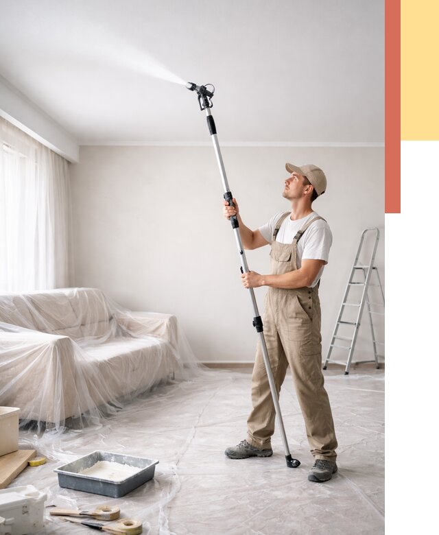 Покраска потолка краскопультом в Первоуральске от 4632 руб. быстро и недорого | ОТДЕЛОЧНИК-Прв