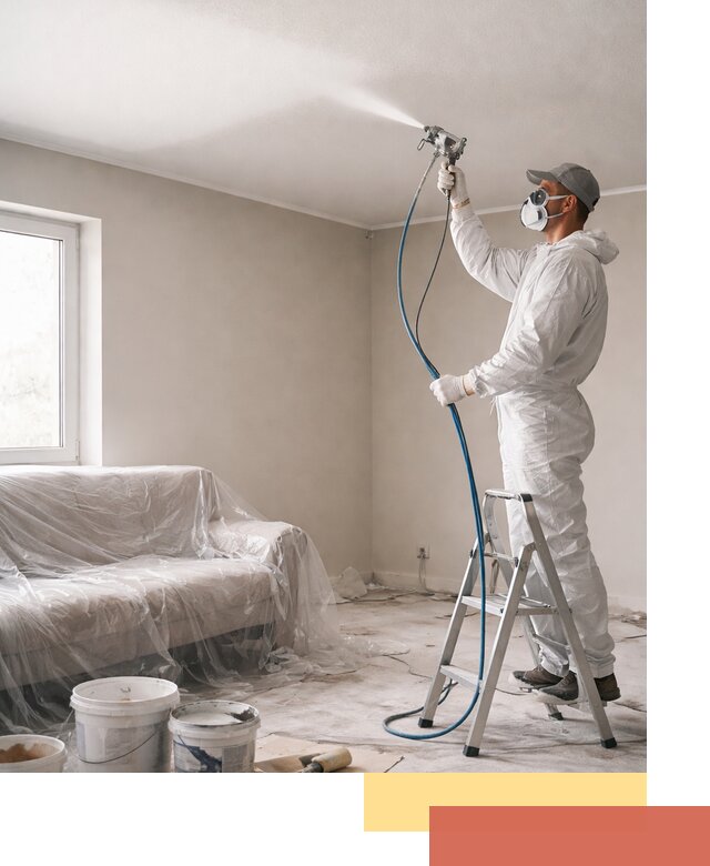 Покраска потолка краскопультом в Первоуральске быстро и качественно