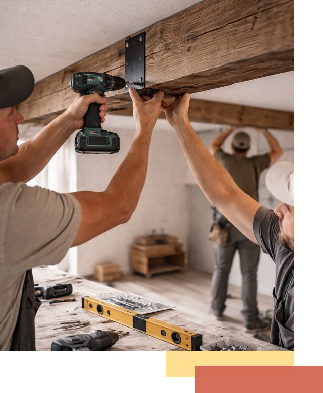 Монтаж декоративных потолочных балок в Первоуральске